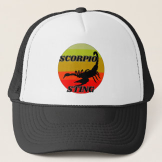 Scorpio on vintage sunset-happy birthday trucker hat