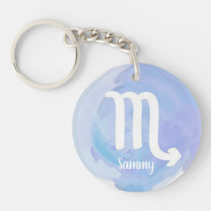 Scorpio Personalized Watercolor Zodiac Sign Keychain