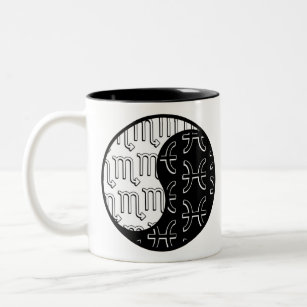 Scorpio Pisces yin yang zodiac couple Two-Tone Coffee Mug