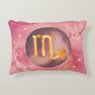 Scorpio Red Watercolour Astrology Zodiac Sign Accent Pillow
