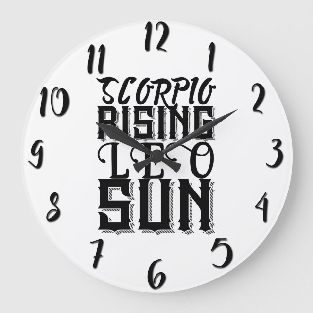 Scorpio Rising Leo Sun Astrology Horoscope Zodiac Large Clock (Front)