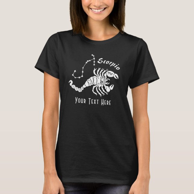 Scorpio Scorpion Constellation Birthday with Text T-Shirt (Front)