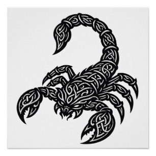 Scorpio Scorpion Sigil — Mythic Zodiac Inkwork Poster