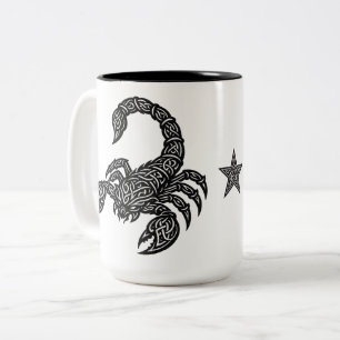 Scorpio Scorpion Sigil — Mythic Zodiac Inkwork Two-Tone Coffee Mug