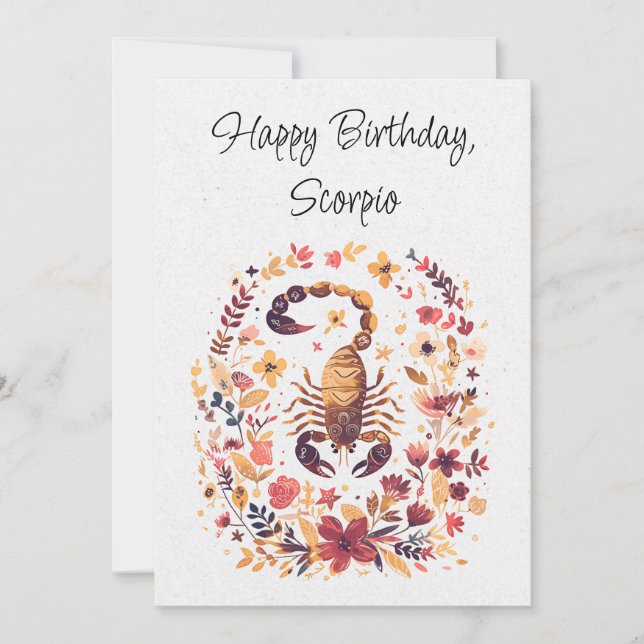 Scorpio Scorpion Zodiac Boho Floral Carte Plat (Devant)