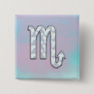 Scorpio Sign in Mother of Pearl Style 2 Inch Square Button