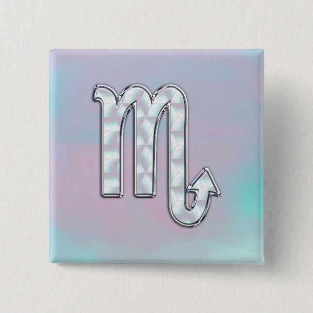 Scorpio Sign in Mother of Pearl Style 2 Inch Square Button (Front)