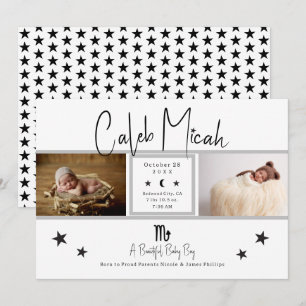 Scorpio Stars Photo Baby Faire-part de naissance