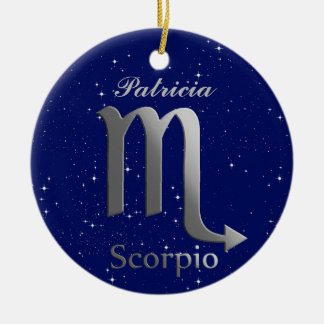 Scorpio Sun Sign Symbol with Name Ceramic Ornament