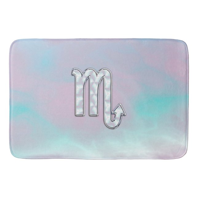 Scorpio Symbol in Mother of Pearl Style Decor Bath Mat (Front)