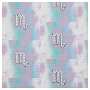 Scorpio Symbol in Mother of Pearl Style Decor Fabric