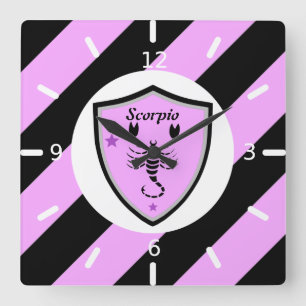 Scorpio symbol square wall clock