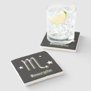 Scorpio symbol stone coaster