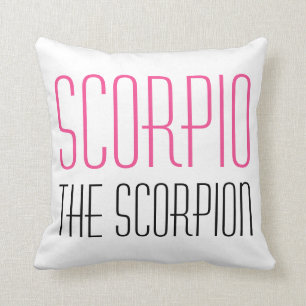 Scorpio The Scorpion Text Zodiac Initials White Throw Pillow