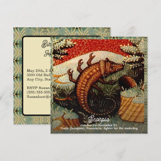 Scorpio the Scorpion Zodiac Sign Birthday Invitation