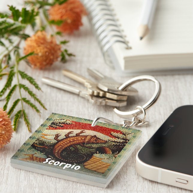 Scorpio the Scorpion Zodiac Sign Birthday Keychain (Front Right)
