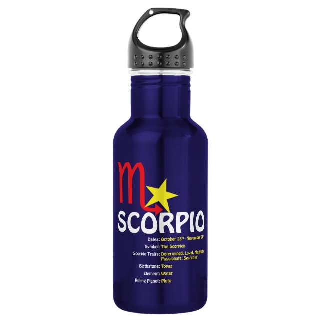 Scorpio Traits Water Bottle (Front)