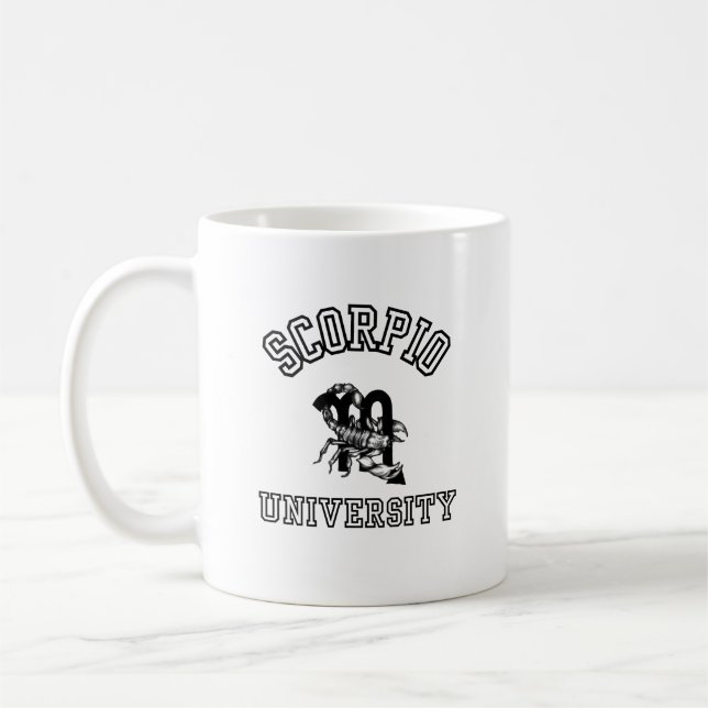 Scorpio University Zodiac Astrology Birthday Coffee Mug (Left)