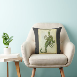 Scorpio, Vintage Constellation Urania's Mirror Throw Pillow