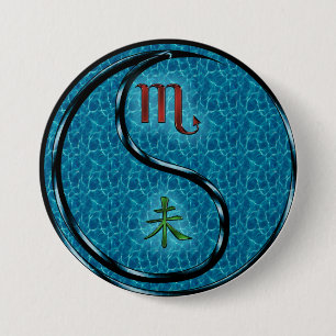 Scorpio & Water Goat 3 Inch Round Button