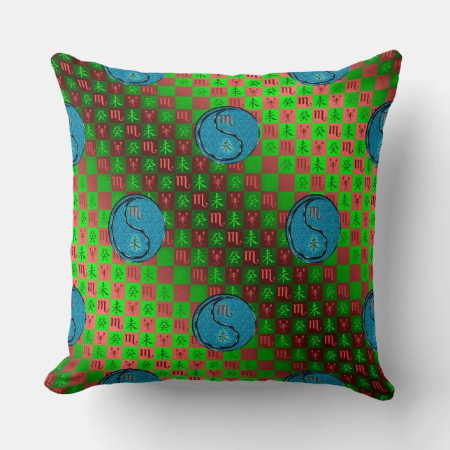 Scorpio & Water Goat Throw Pillow (Front)