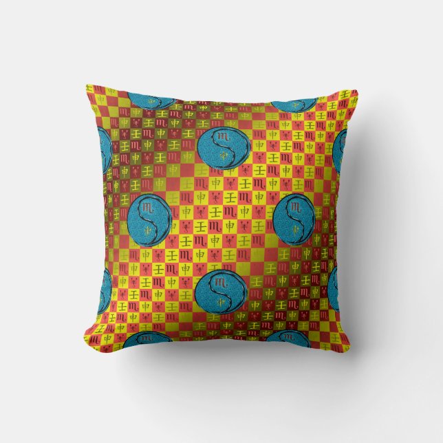 Scorpio & Water Monkey Throw Pillow (Front)