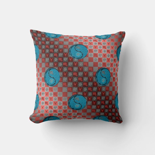 Scorpio & Water Rabbit Throw Pillow (Front)