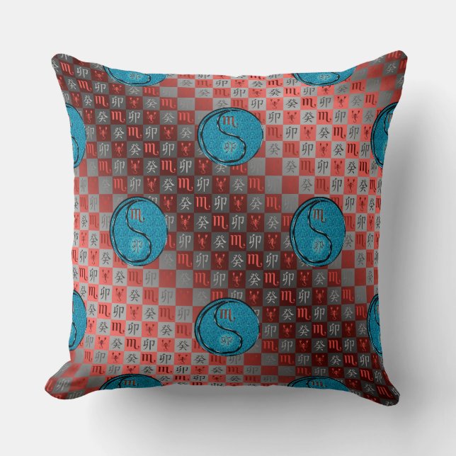 Scorpio & Water Rabbit Throw Pillow (Front)