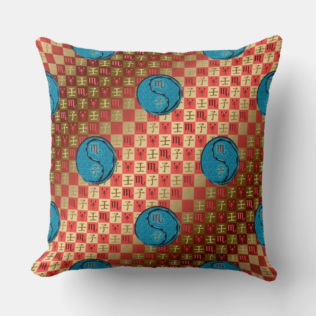 Scorpio & Water Rat Throw Pillow (Front)