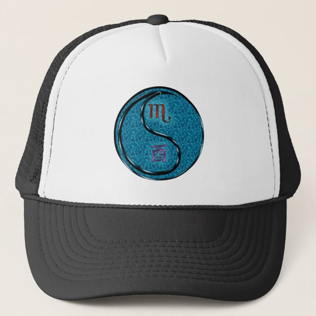 Scorpio & Water Rooster Trucker Hat (Front)