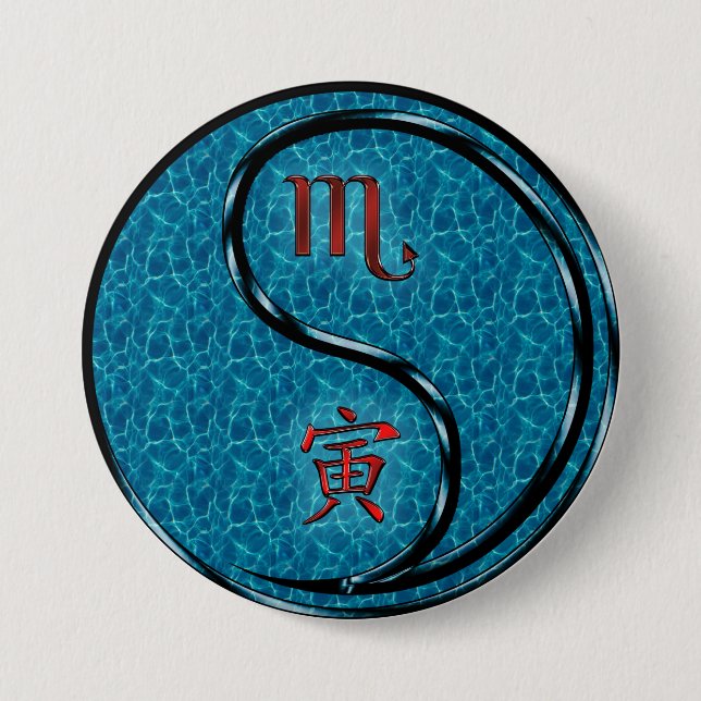 Scorpio & Water Tiger 3 Inch Round Button (Front)