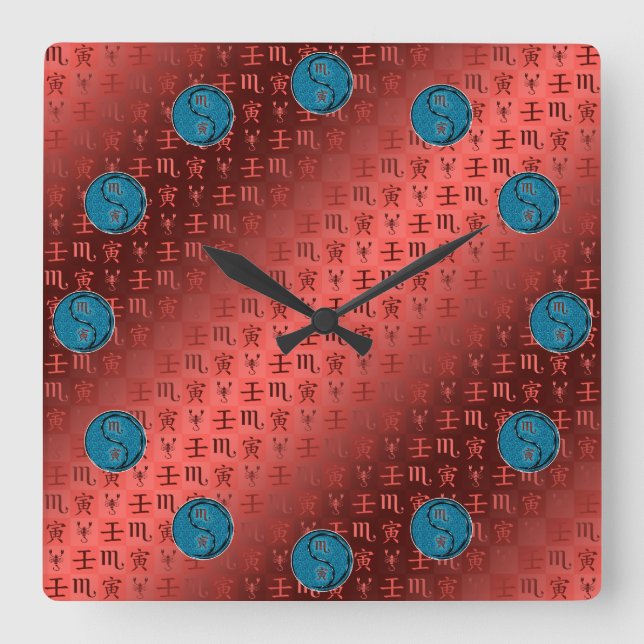 Scorpio & Water Tiger Square Wall Clock (Front)