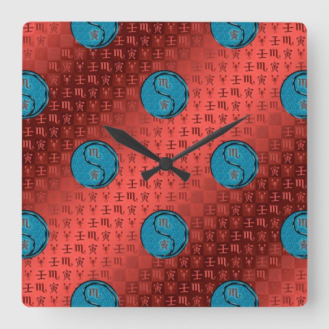 Scorpio & Water Tiger Square Wall Clock (Front)