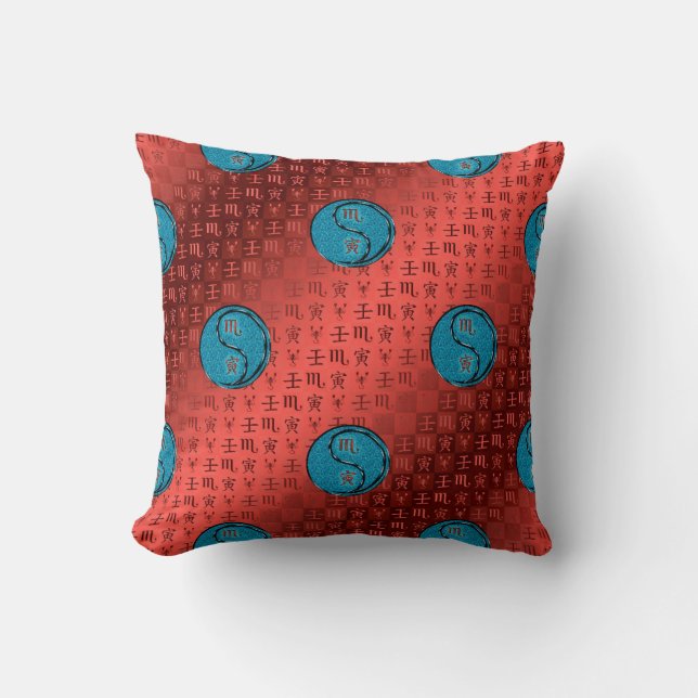 Scorpio & Water Tiger Throw Pillow (Front)