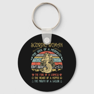 Scorpio Woman The Soul Of A Mermaid Vintage Birthd Keychain