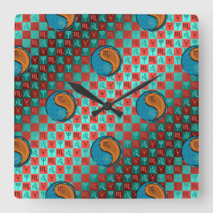 Scorpio & Wood Dog Square Wall Clock