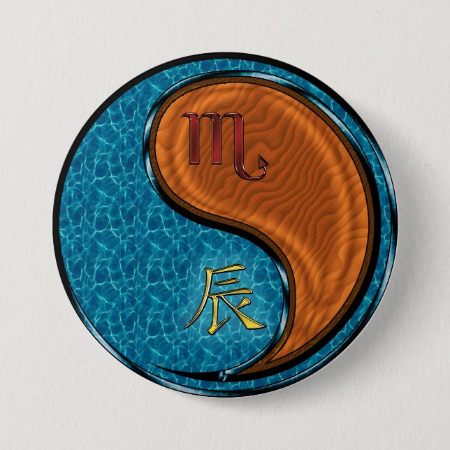 Scorpio & Wood Dragon 3 Inch Round Button (Front)