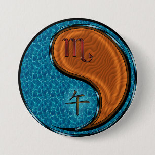 Scorpio & Wood Horse 3 Inch Round Button