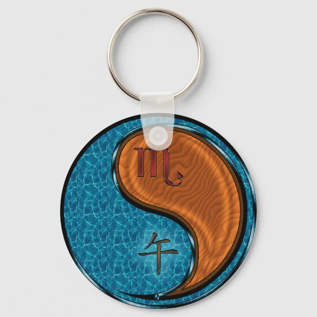 Scorpio & Wood Horse Keychain (Front)