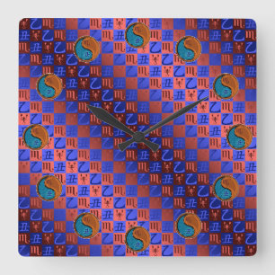 Scorpio & Wood Ox Square Wall Clock