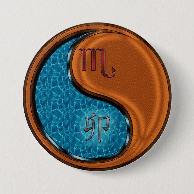 Scorpio & Wood Rabbit 3 Inch Round Button (Front)