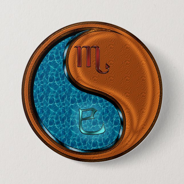 Scorpio & Wood Snake 3 Inch Round Button (Front)