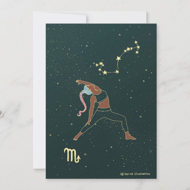 Scorpio Yoga Girl Birthday Card (Front)