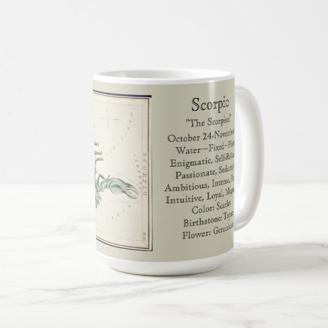 Scorpio Zodiac Antique Astronomical Chart Coffee Mug (Front Right)