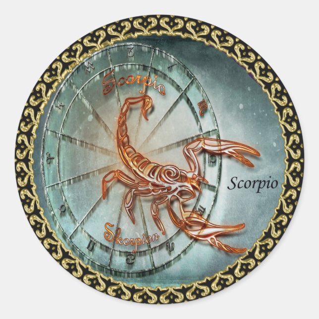 Scorpio Zodiac Astrology design Classic Round Sticker (Front)