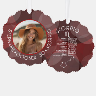 Scorpio Zodiac Astrology Photo Custom Birthdate Ornament Card