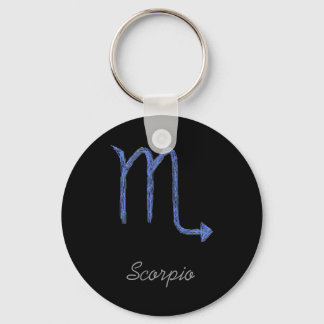 Scorpio. Zodiac Astrology Sign. Blue. Keychain