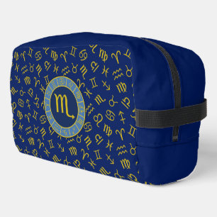 Scorpio Zodiac+Astrology Symbols Pattern Gld+Blues Dopp Kit