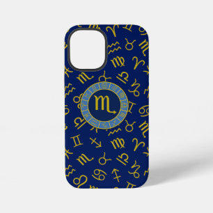 Scorpio Zodiac+Astrology Symbols Pattern Gld+Blues iPhone 12 Mini Case
