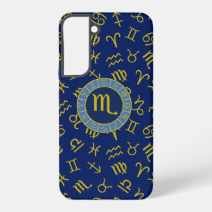 Scorpio Zodiac+Astrology Symbols Pattern Gld+Blues Samsung Galaxy Case